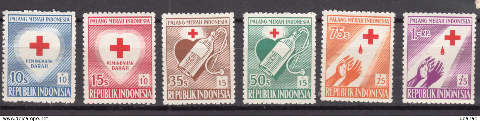 Indonesia 1956 Red Cross Mi#165-170 Mint Never Hinged - Indonesië