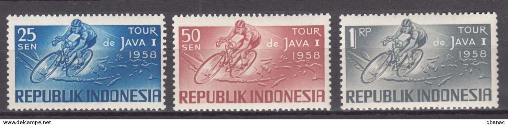Indonesia 1958 Sport, Cycling - Tour De Java Mi#229-231 Mint Never Hinged  - Indonesië