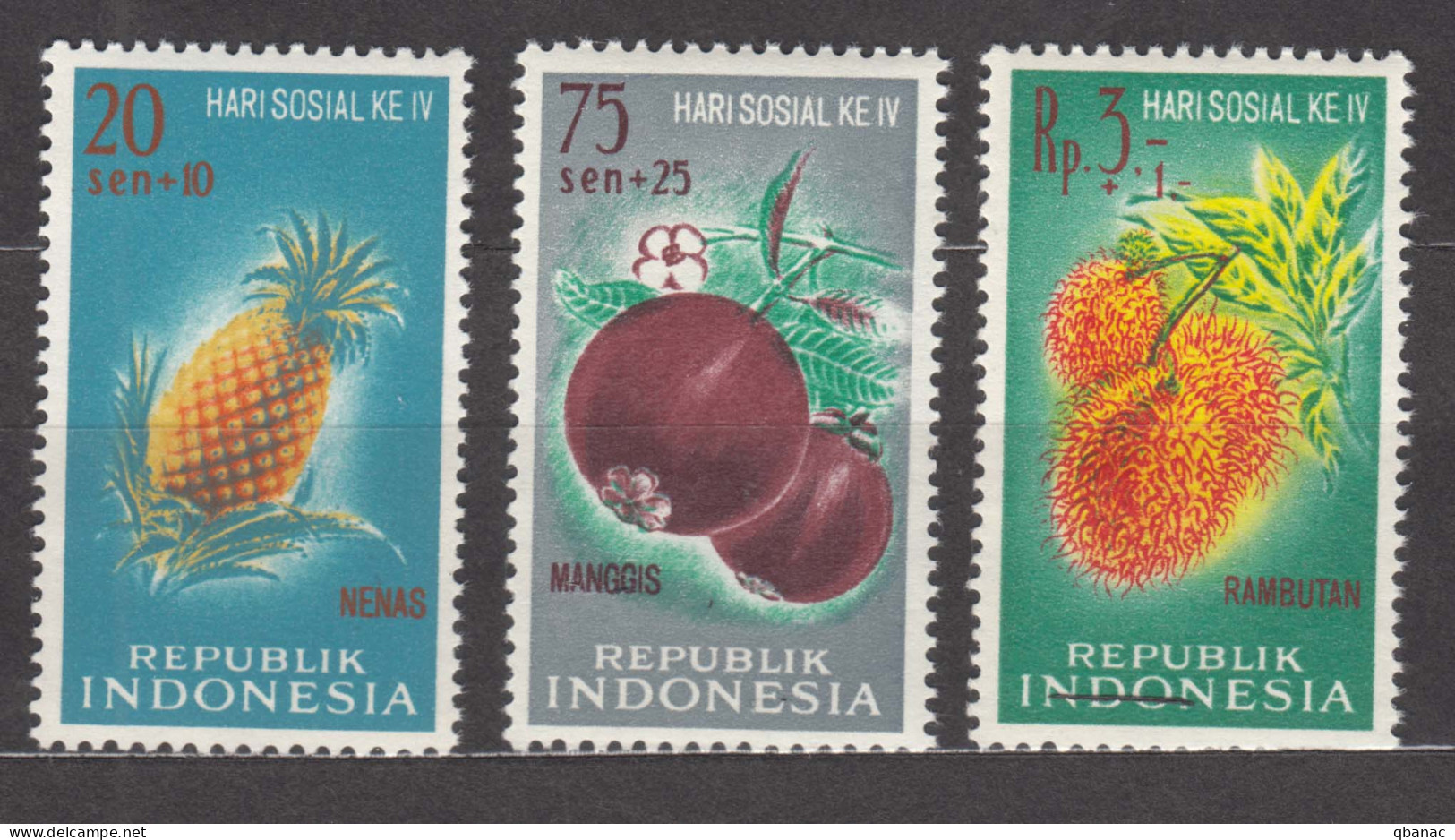 Indonesia 1961 Fruits Mi#320-322 Mint Never Hinged - Indonesië