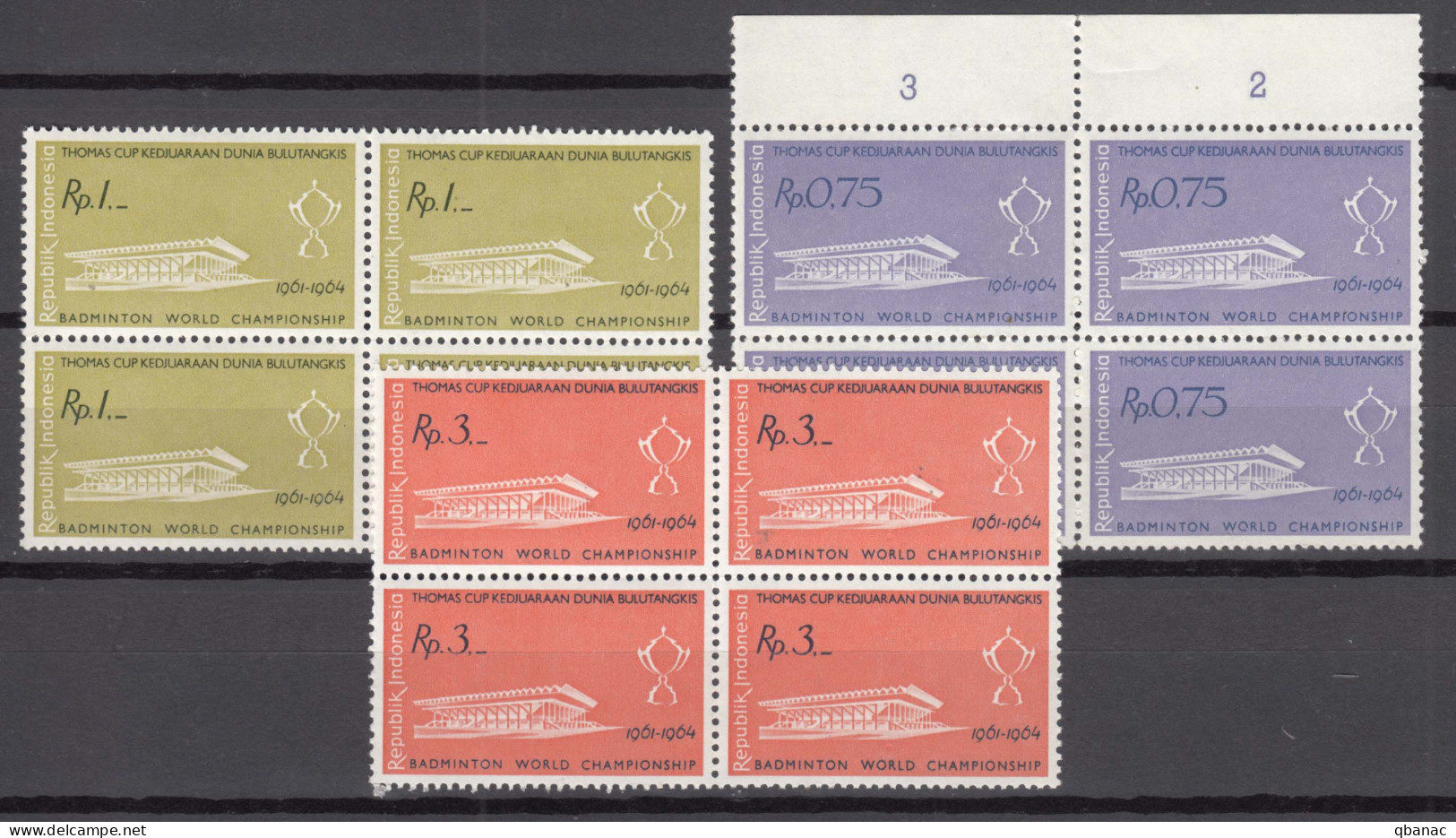 Indonesia 1961 Mi#301-303 Mint Never Hinged Blocks Of Four - Indonesië