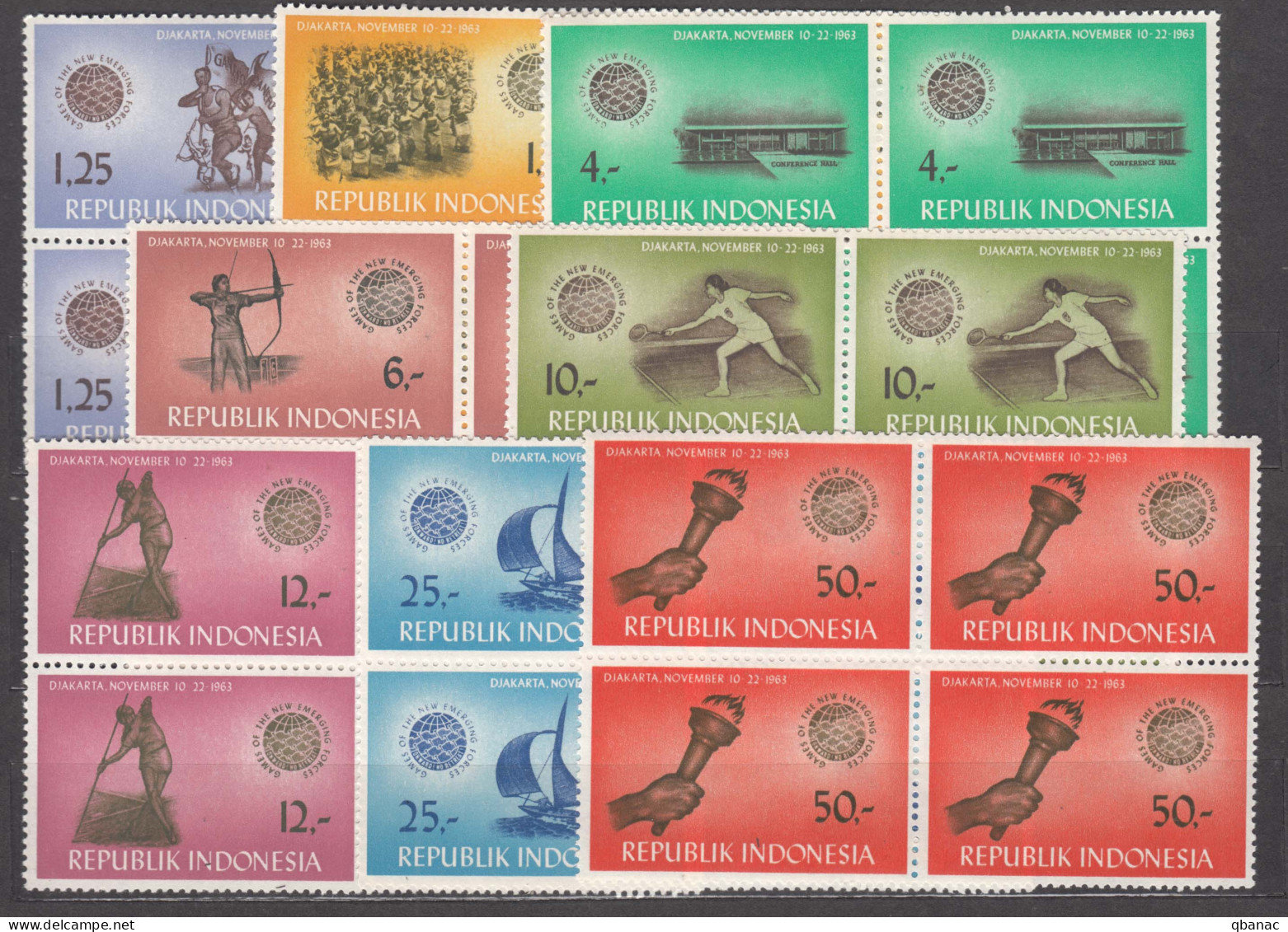 Indonesia 1963 Mi#413-420 Mint Never Hinged Blocks Of Four - Indonesië