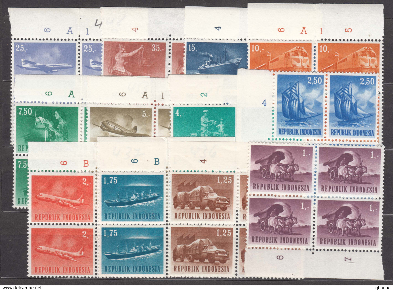 Indonesia 3 Complete Sets From 1964, Transportation, Mint Never Hinged Pcs. Of 4 - Indonesië