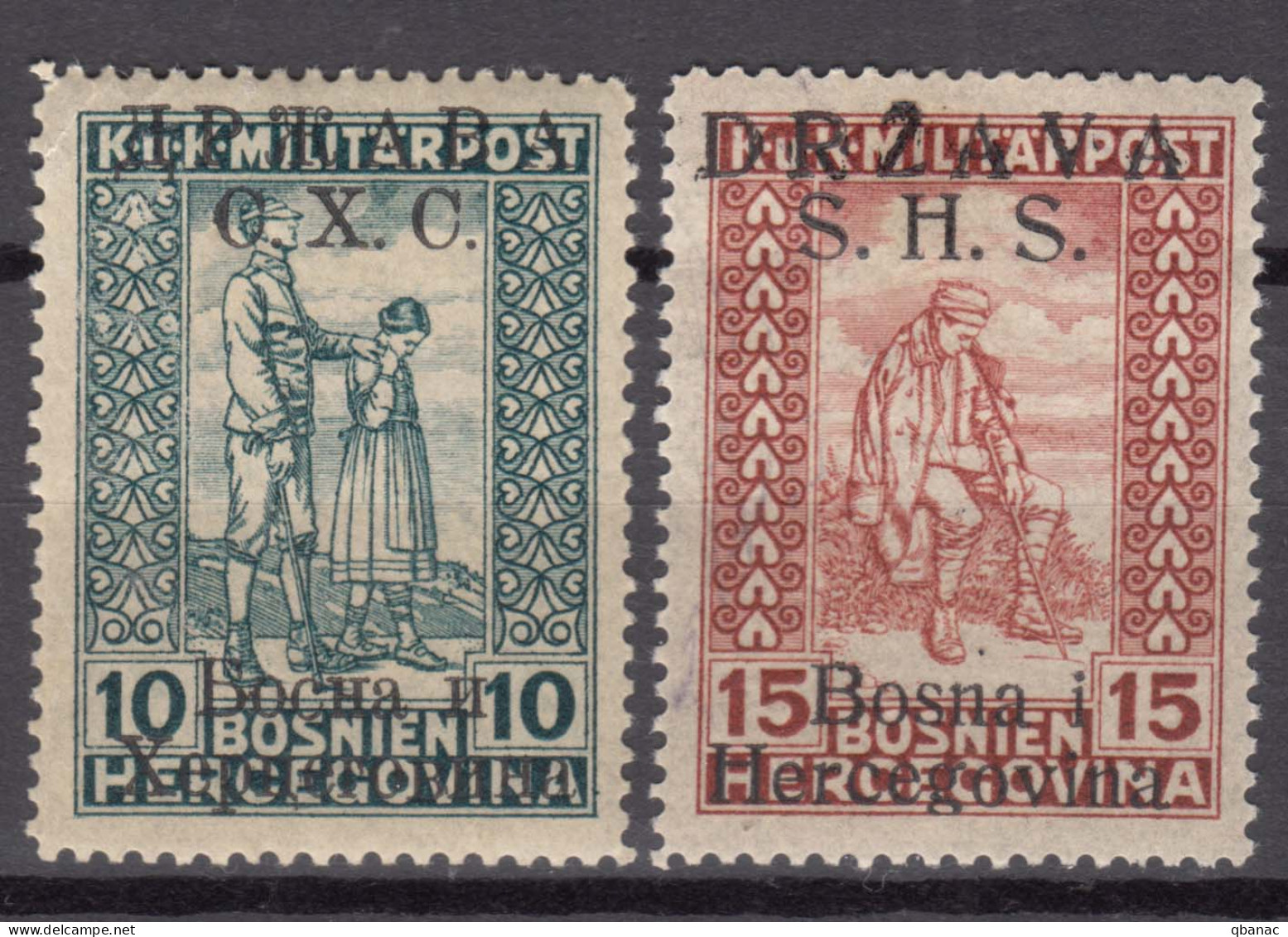 Yugoslavia Kingdom SHS, Issues For Bosnia 1918 Mi#19 II And 20 I Mint Hinged - Unused Stamps