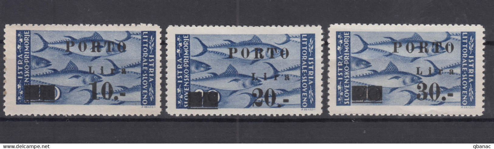 Istria Litorale Yugoslavia Occupation, Porto 1946 Sassone#17-19 Overprint II, Mint Never Hinged - Joegoslavische Bez.: Istrië