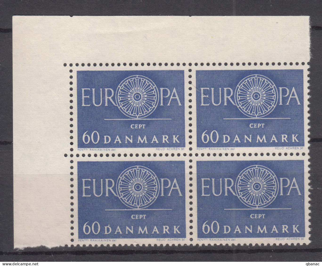 Denmark 1960 Europa Mi#386 Mint Never Hinged Piece Of 4 - Neufs