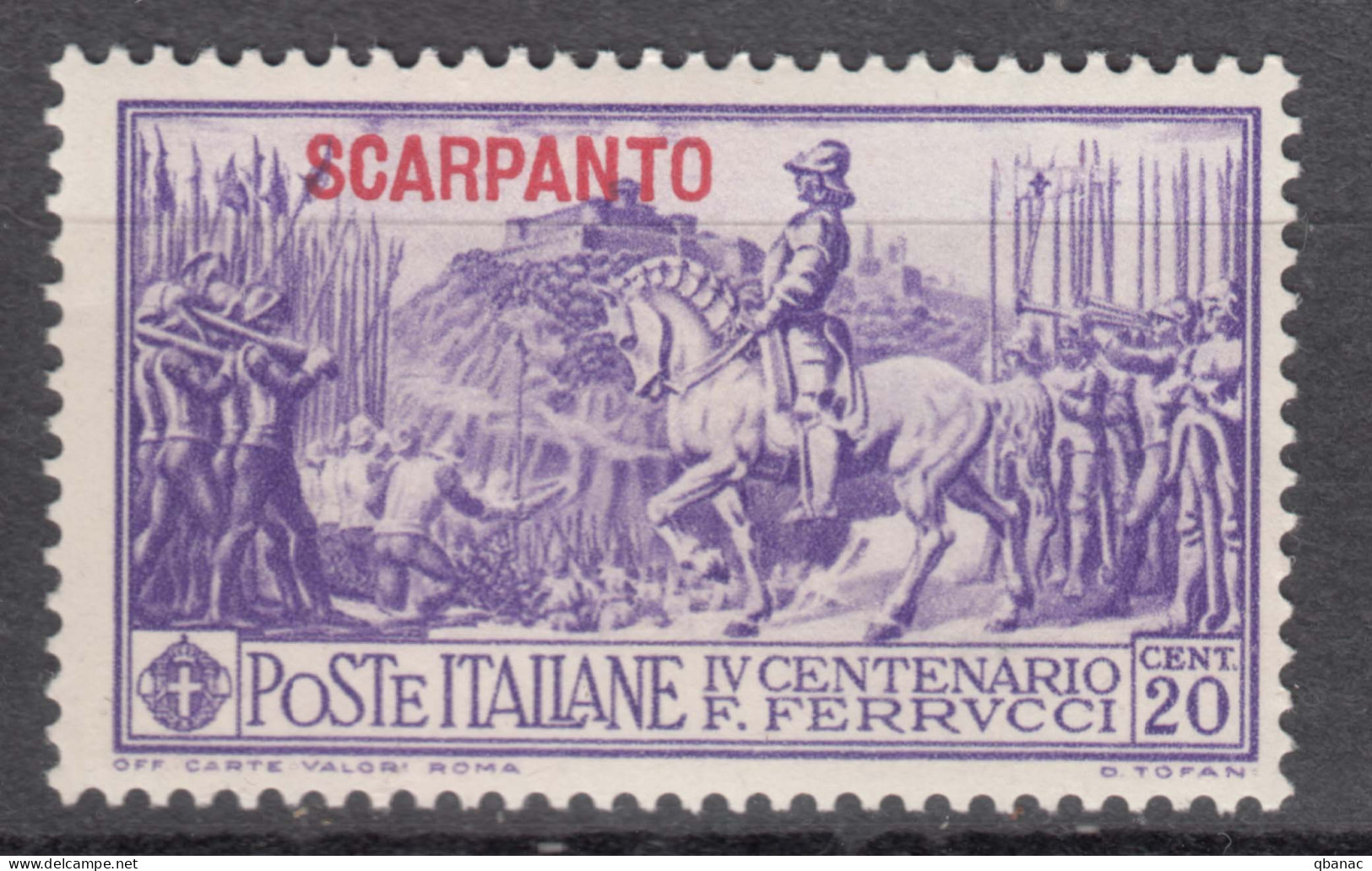 Italy Colonies Aegean Islands Egeo Scarpanto 1930 Ferrucci Sassone#12 Mi#26 XI Mint Hinged - Egeo (Scarpanto)