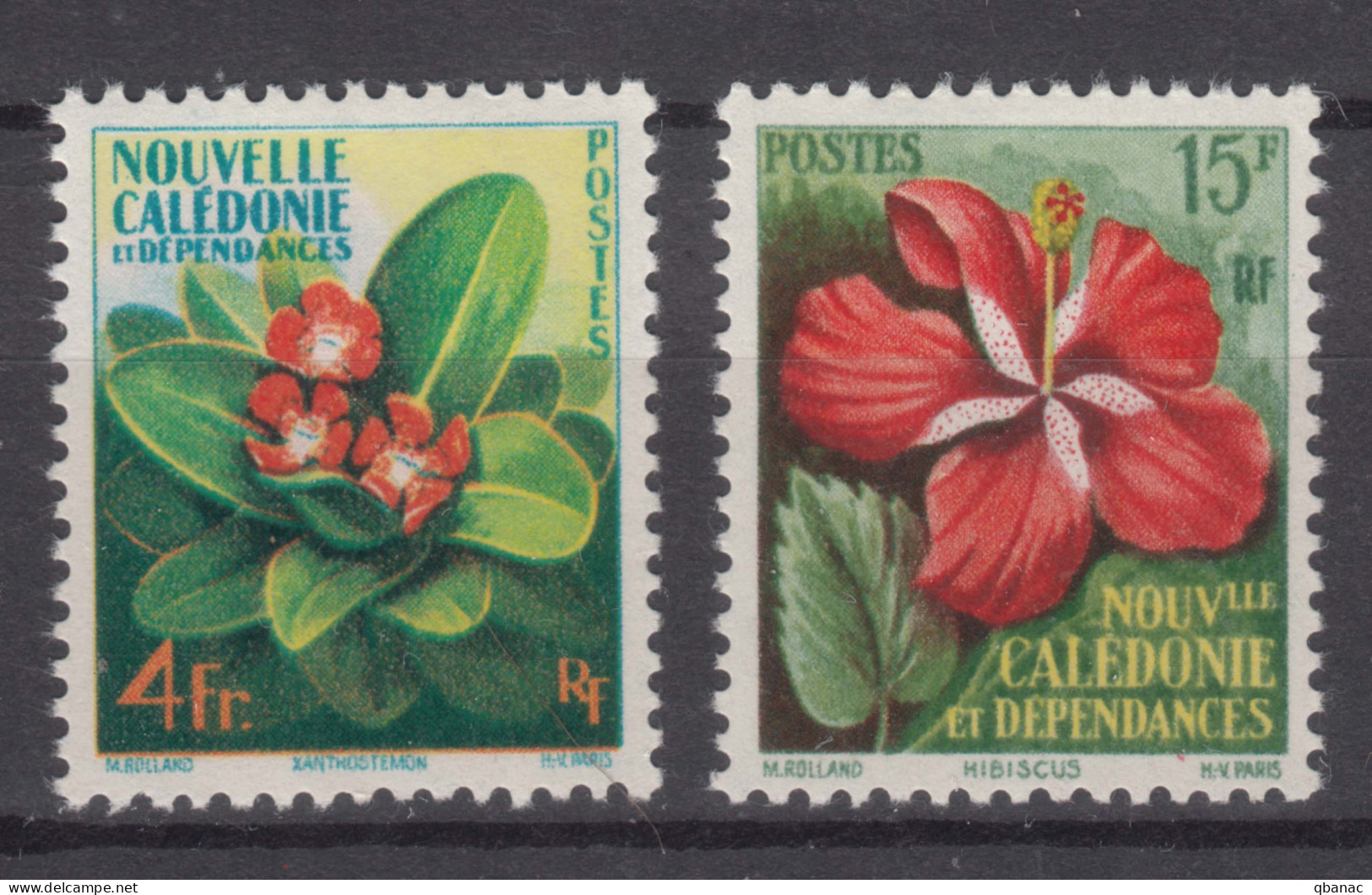 New Caledonia Caledonie Flowers 1958 Mi#288-289 Mint Hinged - Unused Stamps