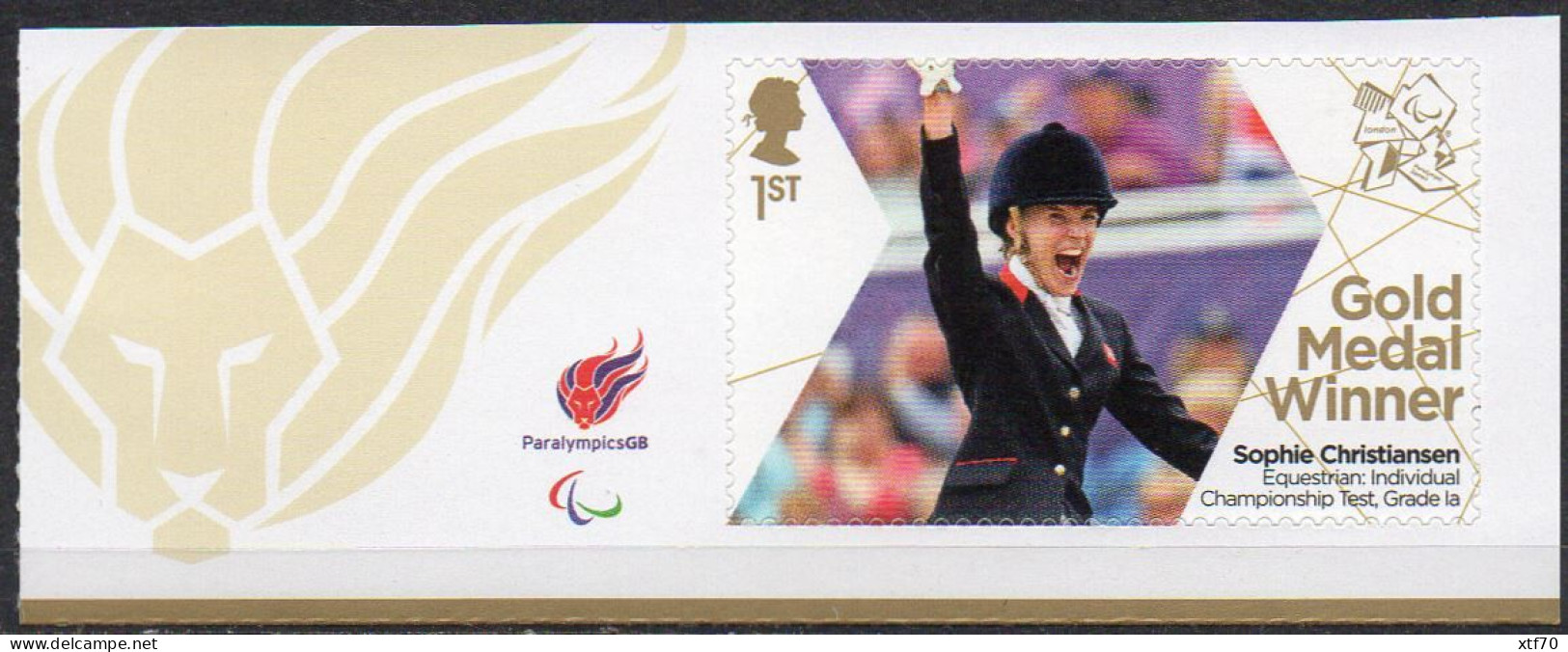 GREAT BRITAIN 2012 Paralympic Games Gold Medal Winners: Sophie Christiansen - Unused Stamps