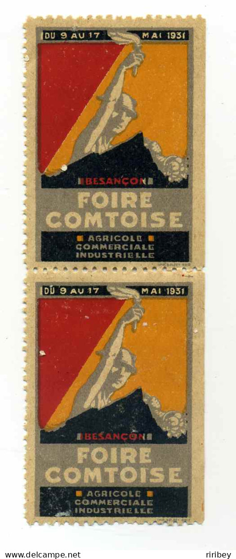 Paire Avec Bord Non Dentelé FOIRE COMTOISE BESANCON - Mai 1931 - Agricole, Commerciale, Industrielle - Andere & Zonder Classificatie