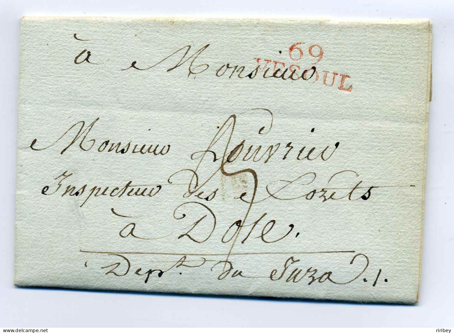 69 VESOUL (27x10 Rouge) / Ecrite De CHARCLOT / Dept De Haute Saône / 1812 - 1801-1848: Precursores XIX