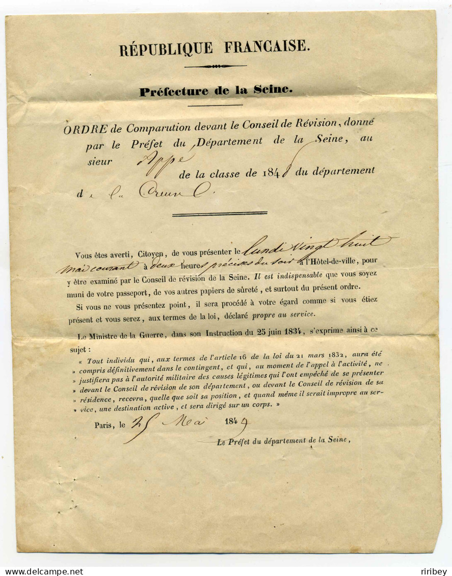 PREFECTURE DE LA SEINE + T15 Paris Bureau A / Ref Senechal N°5383 / 1849 - 1849-1876: Periodo Clásico