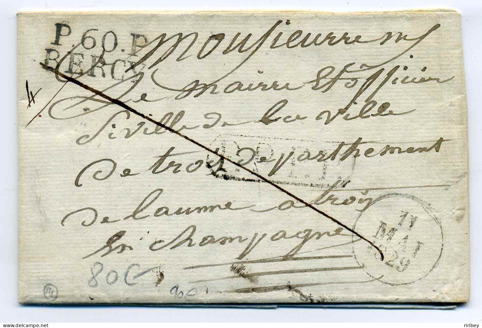 P60P BERCY  ( 26x12)+PPPP / Dept De La Seine / 1829 / Ex Collection Chevallier - 1801-1848: Precursores XIX