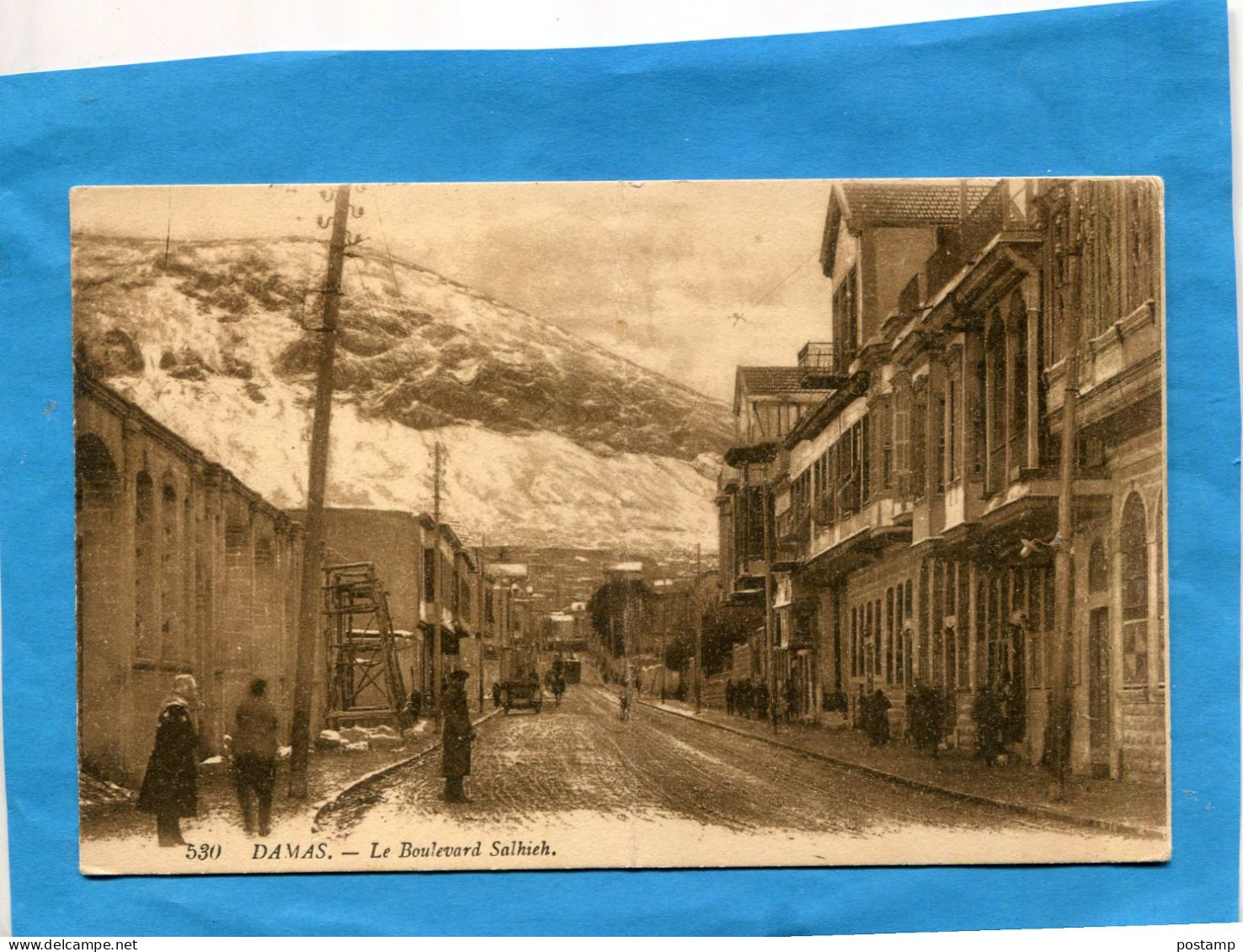 SYRIE-Damas  -Boulevard Salhiek Sous La Neige A Voyagé En 1924 - Syrie