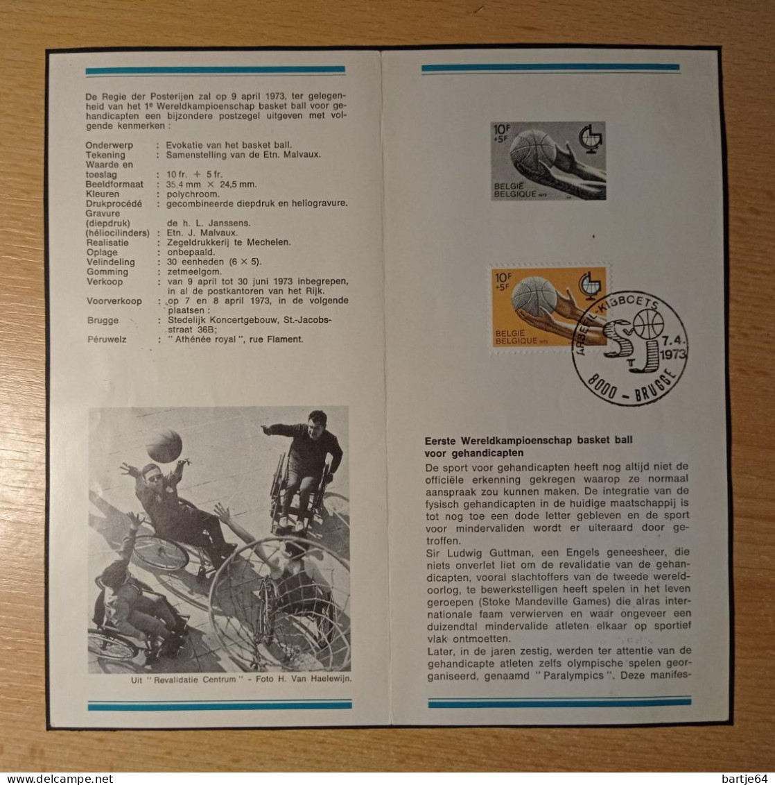 1973 Belgium - Brochure - Sport Voor Mindervaliden