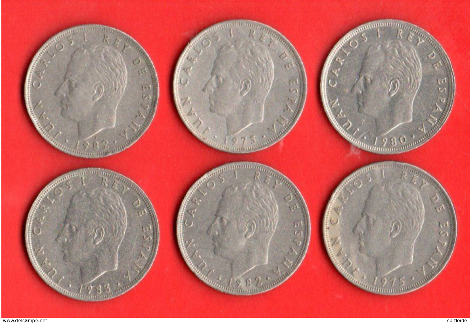 ESPAGNE . ESPAÑA . 25 PESETAS JUAN CARLOS I . 2 X 1975, 1980, 2 X 1982, 1983 . LOT DE 6 PIÈCES - Réf. N°280B - - 25 Pesetas