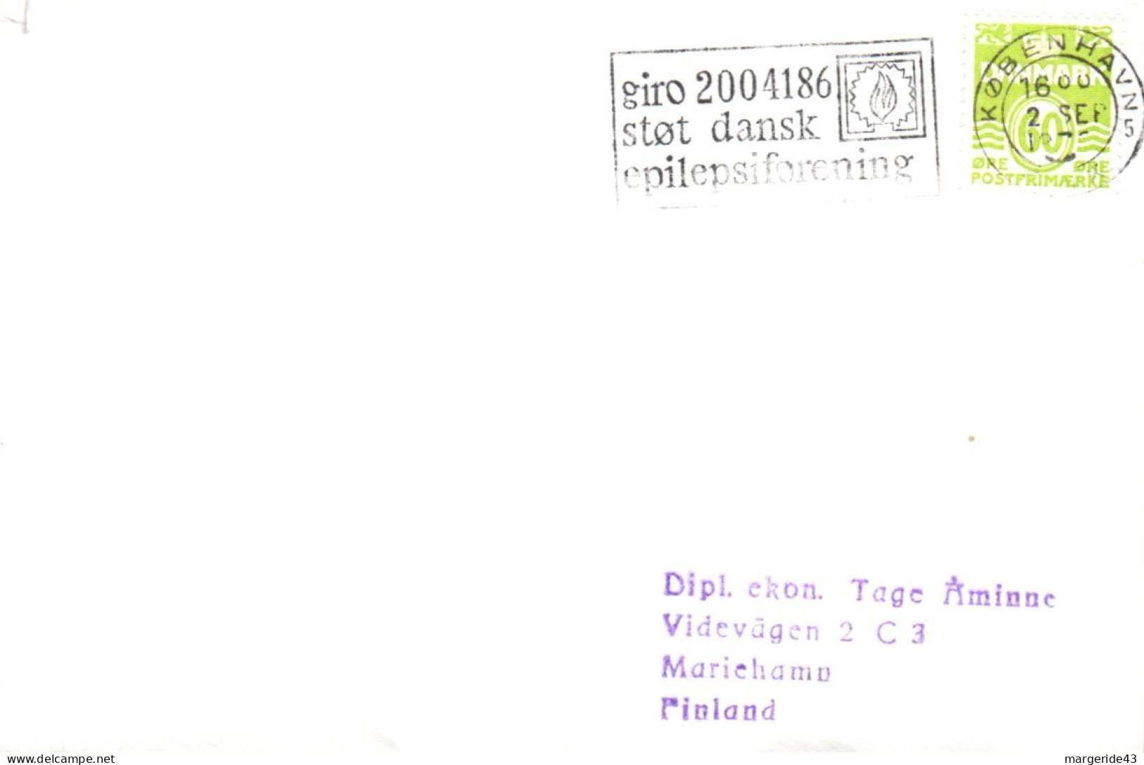 DANEMARK SEUL SUR LETTRE POUR LA FINLANDE 1976 - Briefe U. Dokumente