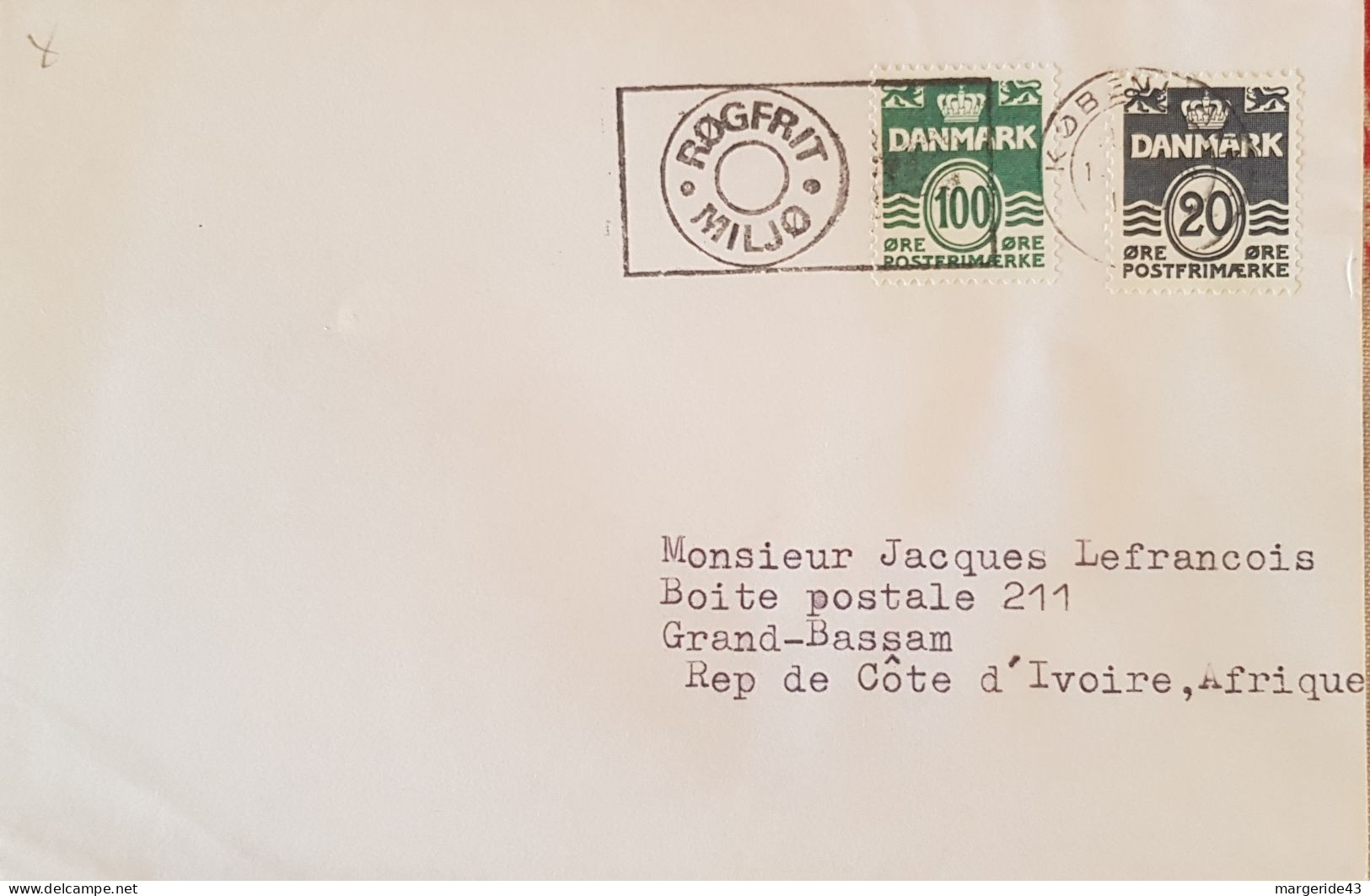 DANEMARK AFFRANCHISSEMENT COMPOSE SUR LETTRE POUR LA COTE D'IVOIRE 1981 - Brieven En Documenten