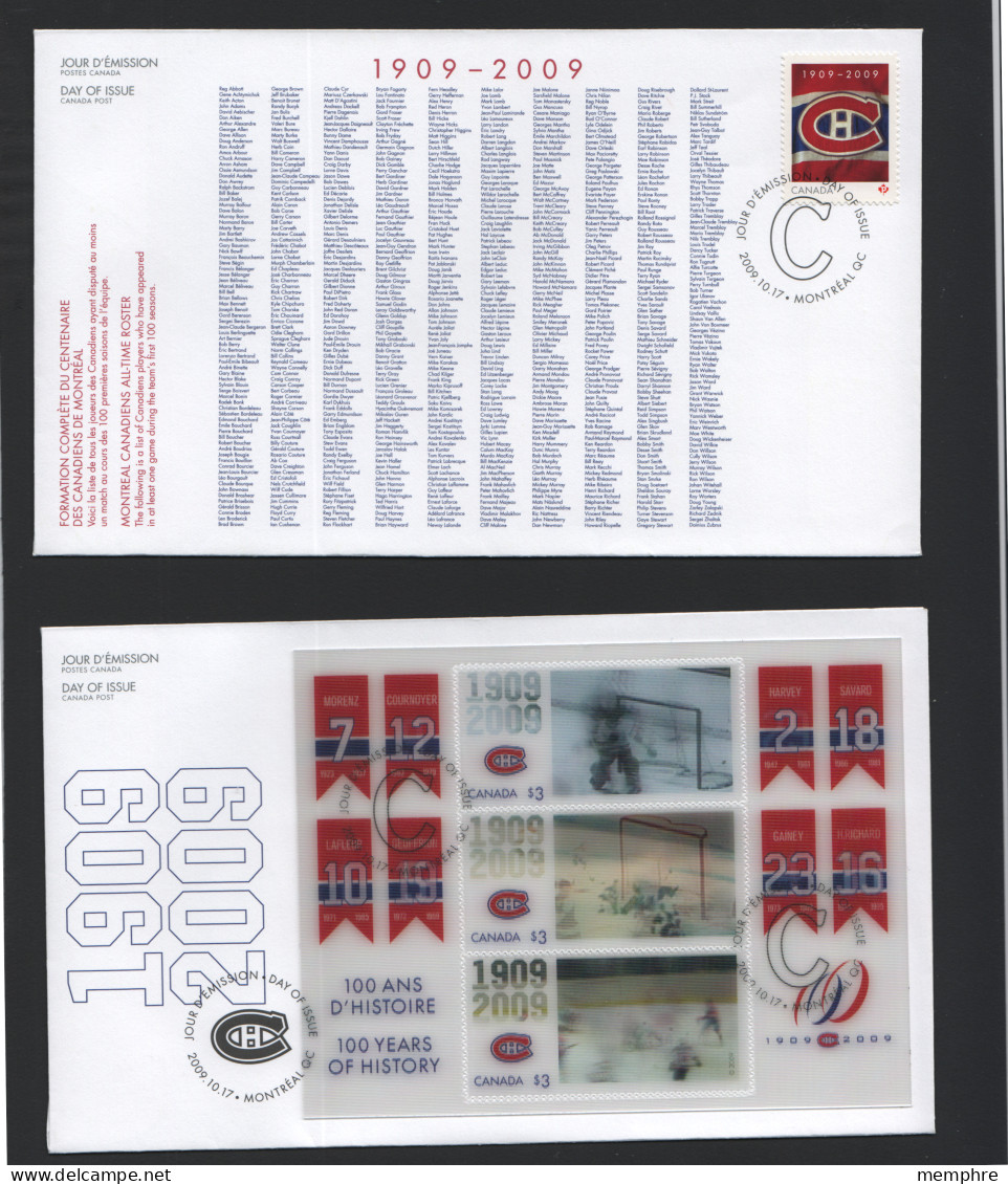 2009  Canadian Hockey Club Single And Souvenir Sheet Of 3 Different Holograms  Sc 2339-40 - 2001-2010