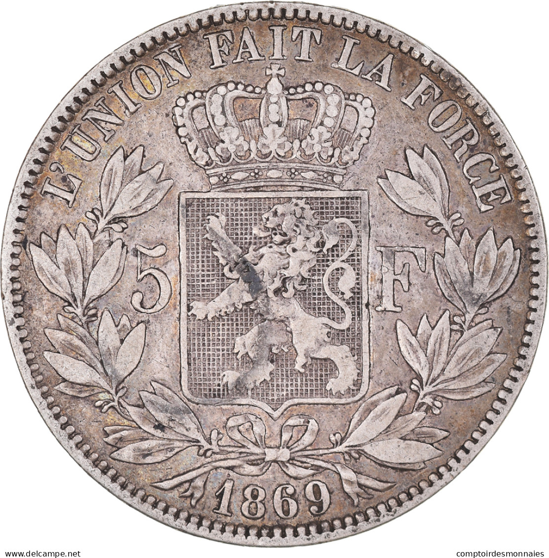 Monnaie, Belgique, Leopold II, 5 Francs, 5 Frank, 1869, TB+, Argent, KM:24 - 5 Francs