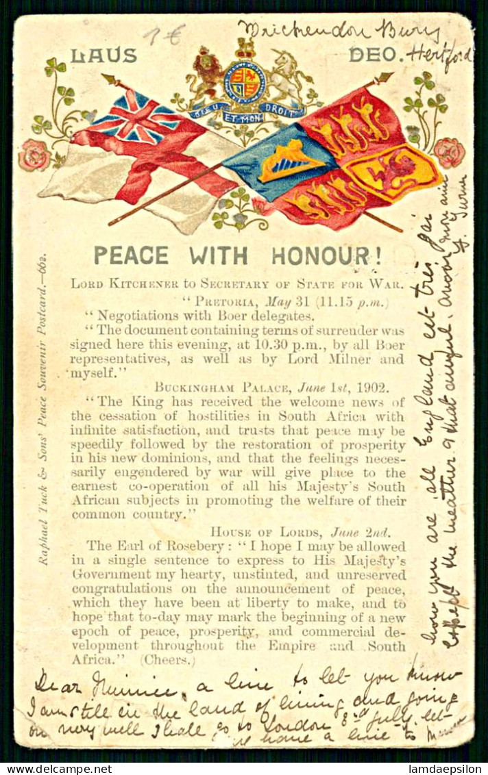 A63 ROYAUME-UNI CPA  PEACE WITH HONOUR - Sammlungen & Sammellose