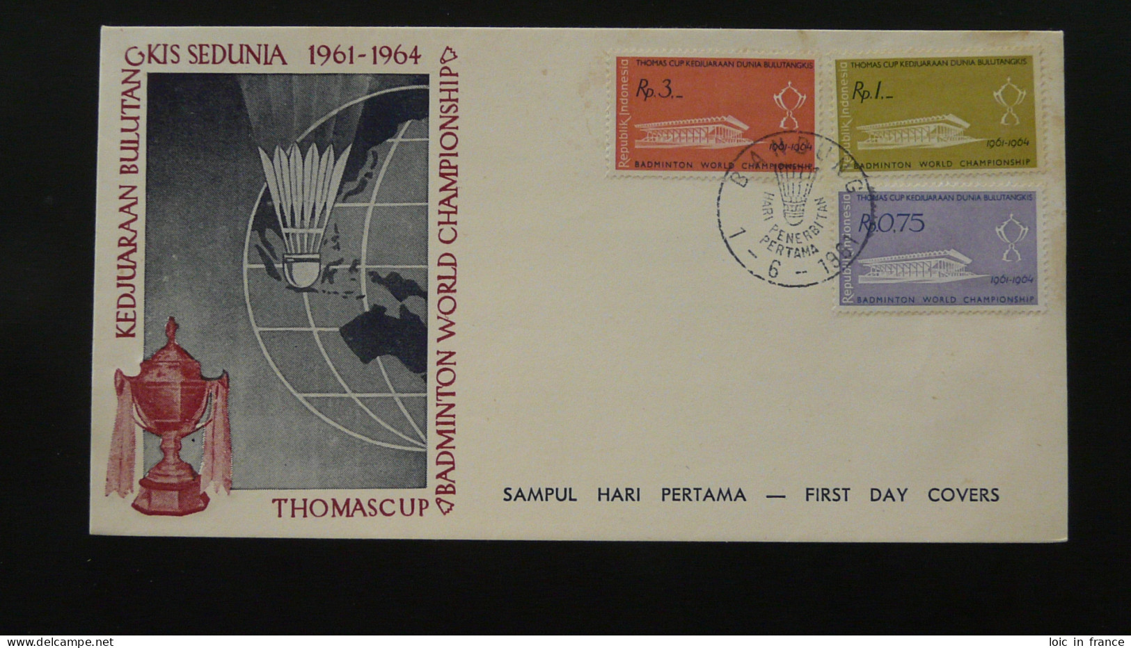 FDC Coupe Du Monde Badminton World Cup Indonesia 1961 - Badminton