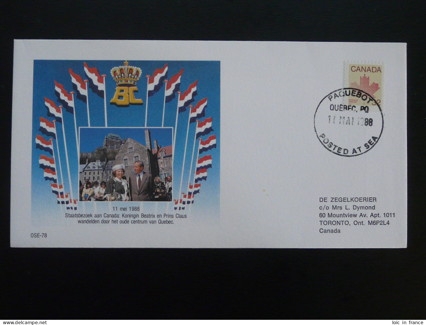 Lettre Cover Visite Reine Queen Beatrix Of Netherlands Oblit. Paquebot Canada 1988 - Lettres & Documents