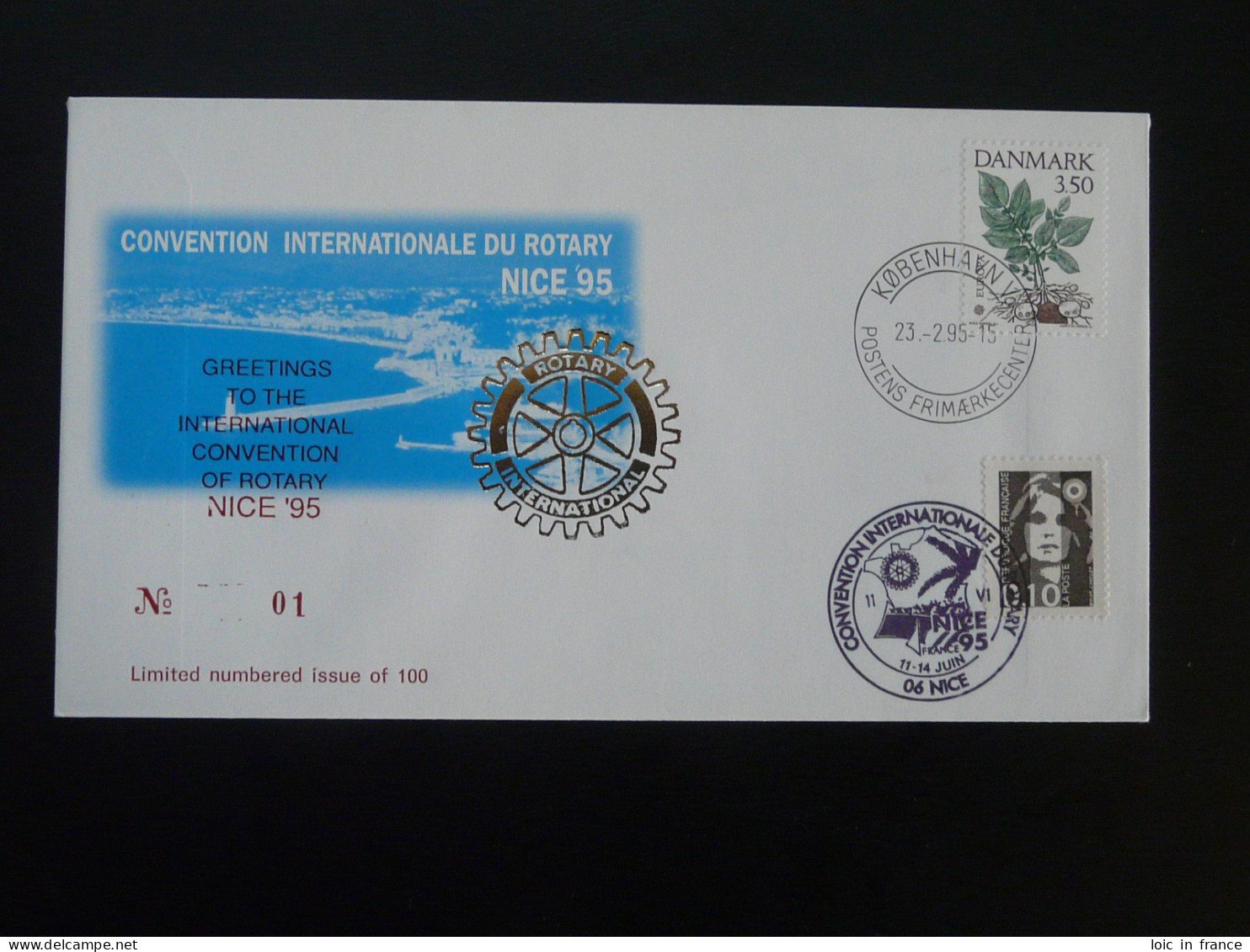 Lettre Cover Convention Rotary International Nice 1995 Danemark Denmark - Briefe U. Dokumente