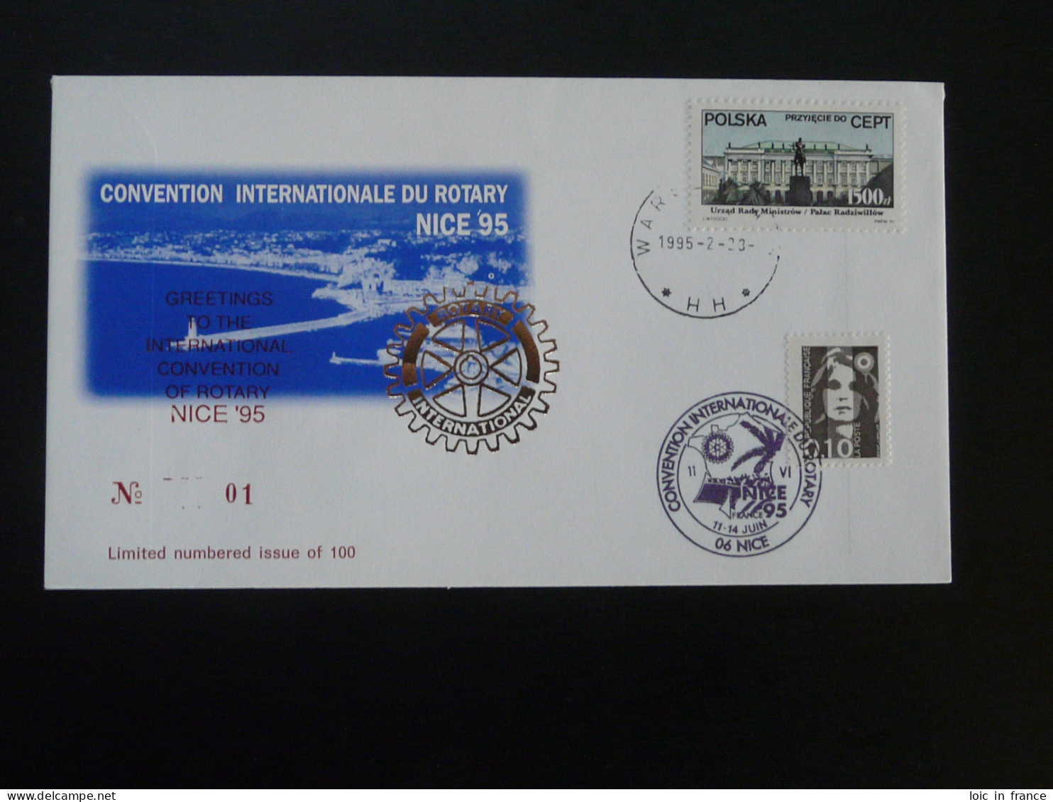 Lettre Cover Convention Rotary International Nice 1995 Pologne Poland - Lettres & Documents