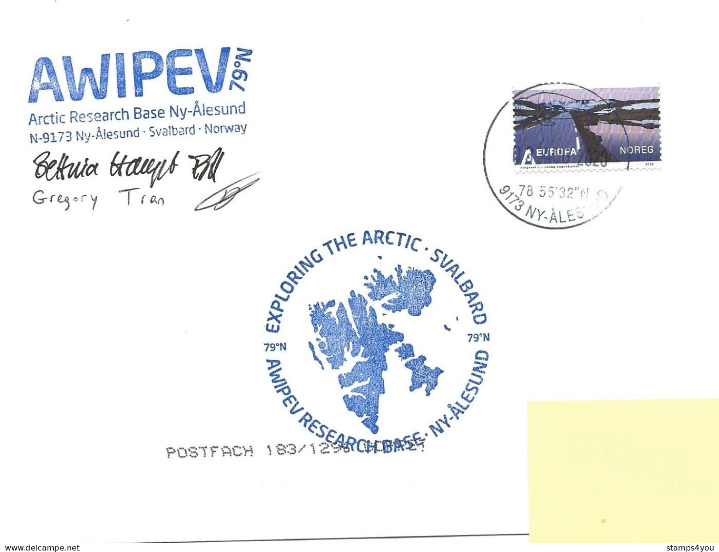 440 - 30 - Enveloppe Base Arctique "AWIPEV" Ny-Alesund"  Cachets Et Signatures 2020 - Scientific Stations & Arctic Drifting Stations