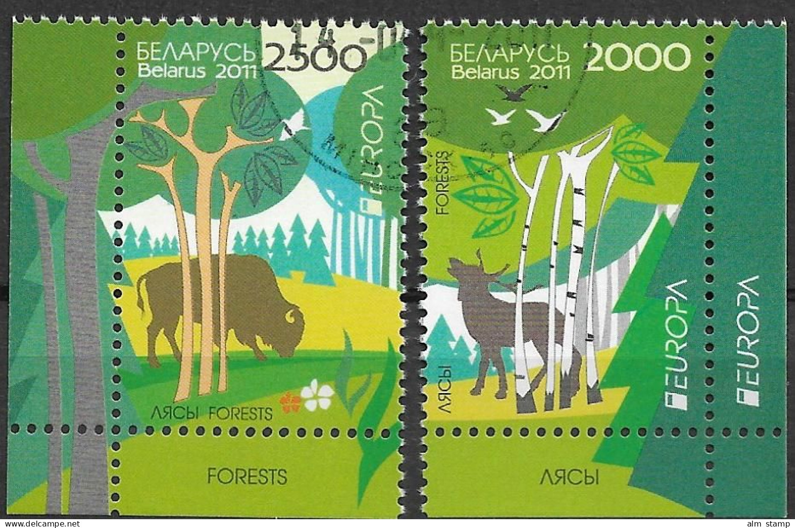 2011 Weissrussland Belarus Mi. 853-4 Used Europa  "!Der Wald " - 2011