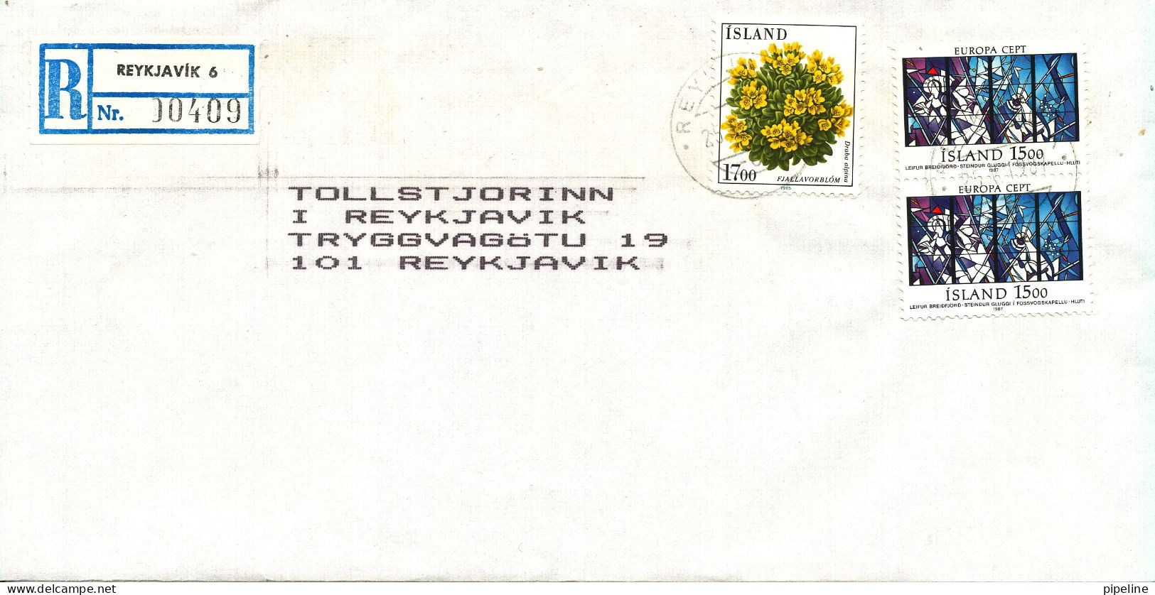 Iceland Registered Cover Reykjavik 1987 - Brieven En Documenten