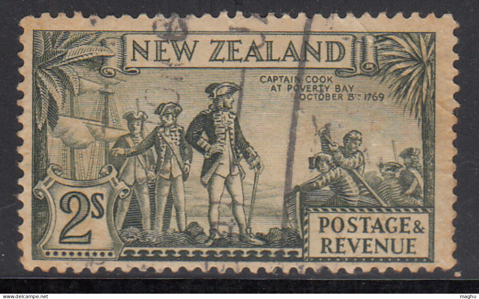 2s Used Captain Cook New Zealand, Wmk Multi, - Usati