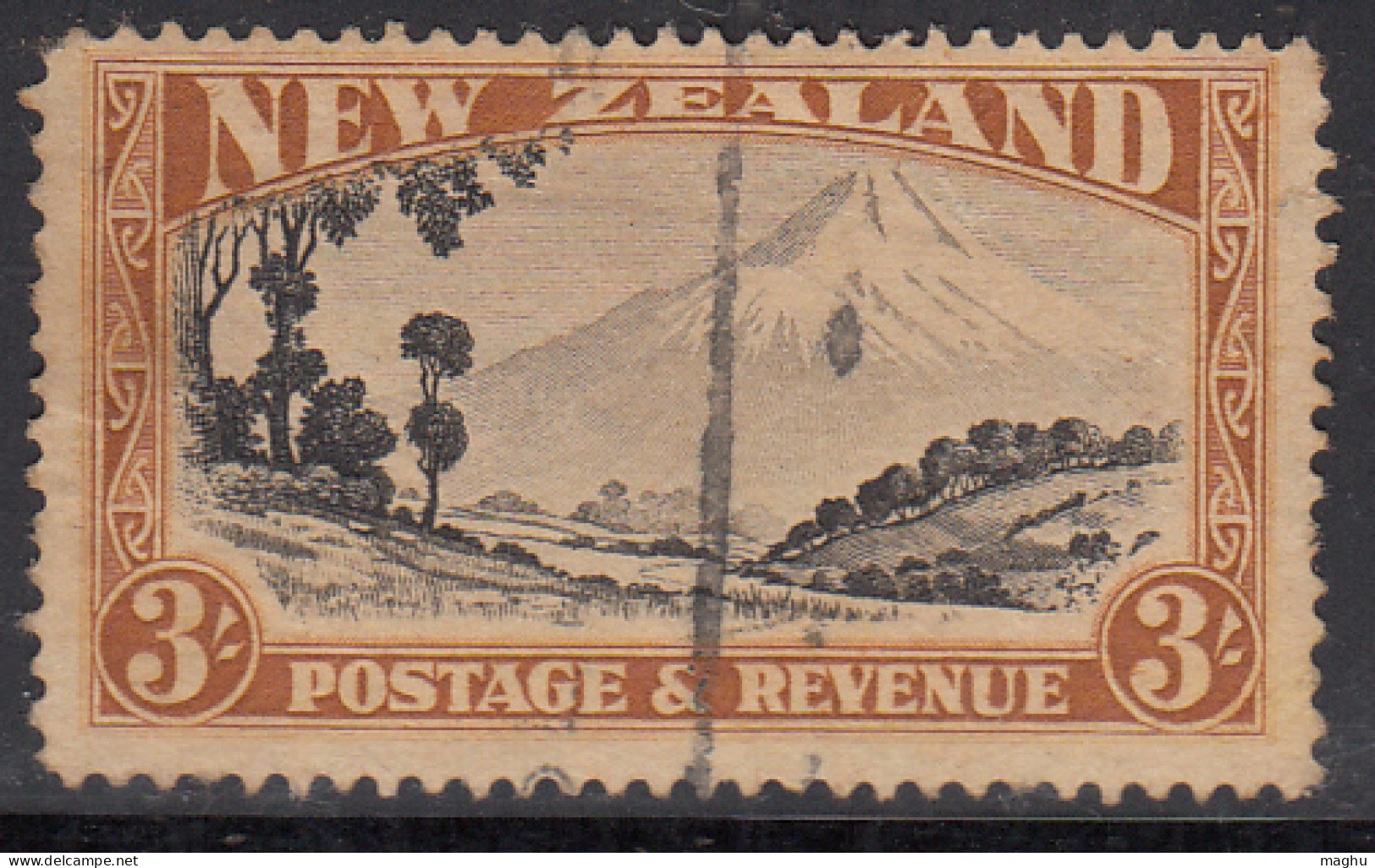 3s Used 1935 Mount Egmont New Zealand, Wmk Single. SG569,  - Usati