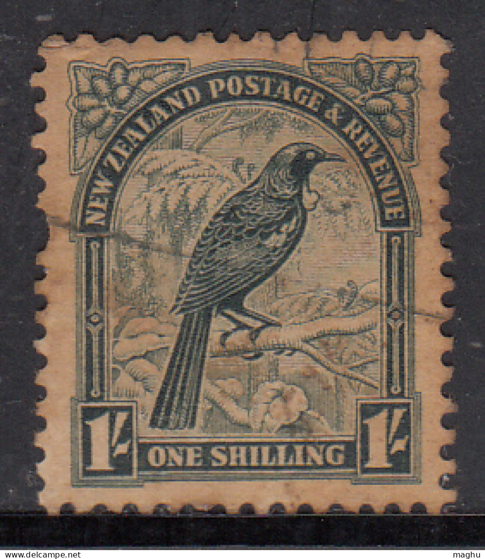 1s Used 1935 Parson Bird New Zealand, Wmk Single. SG567, Cond., Perf Short - Used Stamps