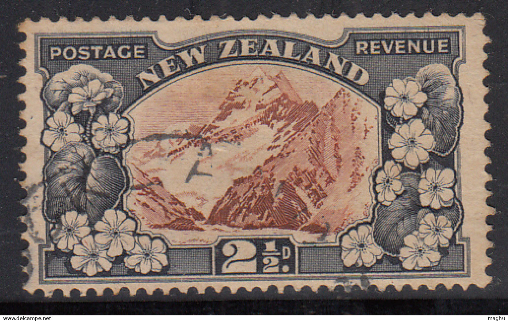 2½d  Used 1936 Mount Cook New Zealand, Wmk Multi. (Perf., 14 X 13½) - Usados