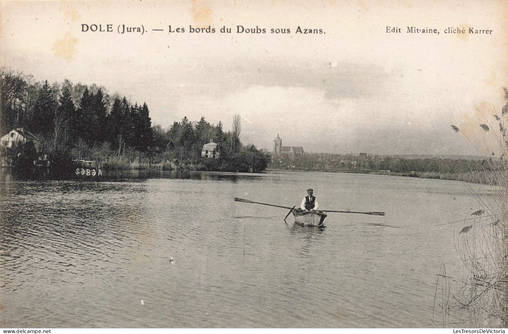 FRANCE - Dole (Jura) - Les Bords Du Doubs Sous Azans - Edit Mitraine - Homme Sur Une Barque - Carte Postale Ancienne - Dole