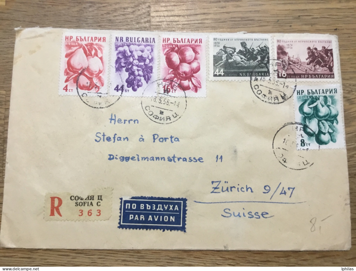 Bulgarien R-Flugbrief In Die Schweiz 1956 - Covers & Documents