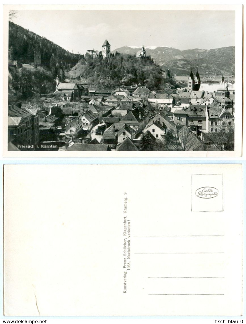 AK 9360 Friesach Ortsansicht 1938 Burgenstadt Verlag Franz Schilcher Breže Friesacher Feld Metnitztal Kärnten Österreich - Friesach