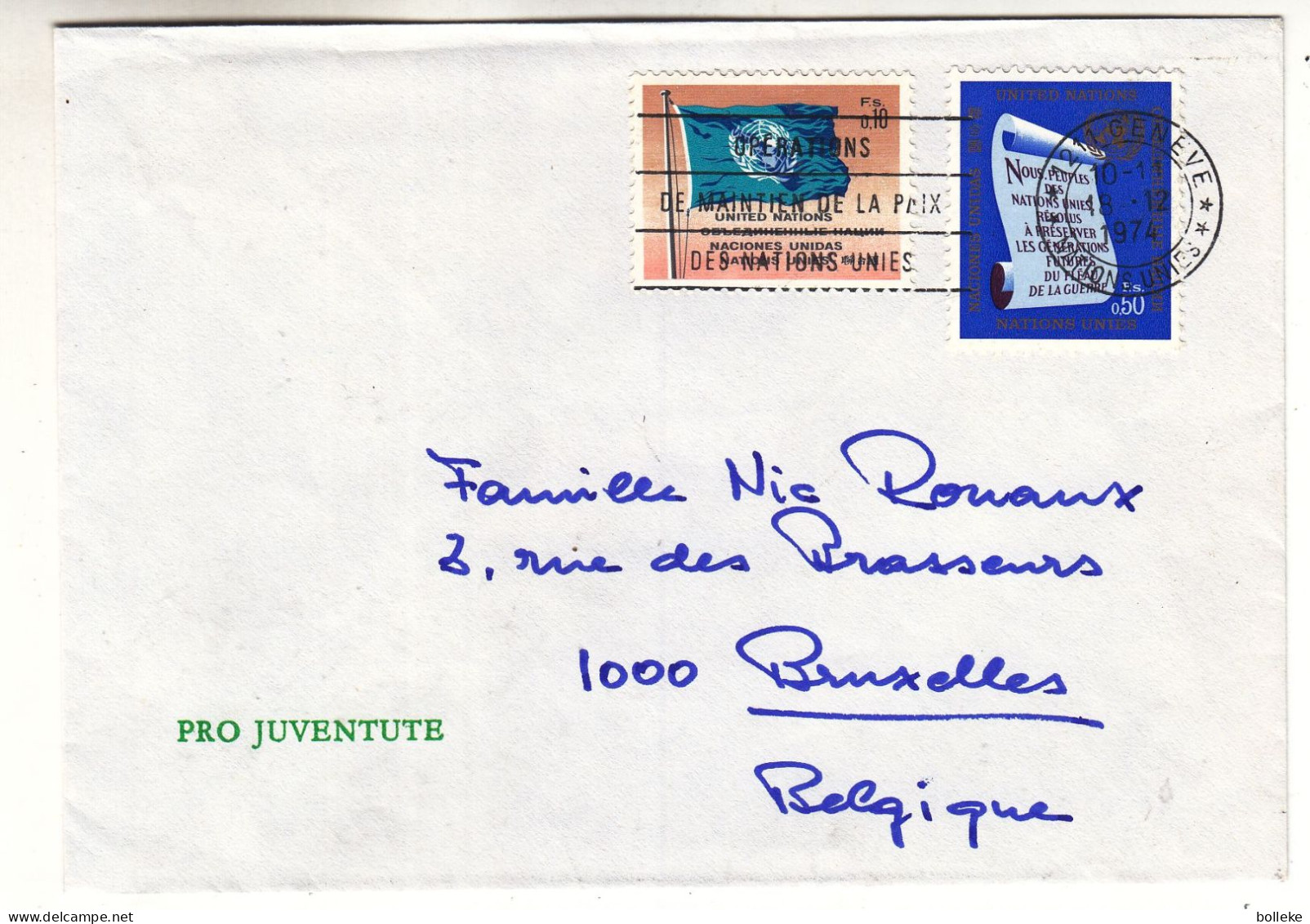 Nations Unies - Genève - Lettre De 1974 - Oblit Genève - Drapeaux - - Storia Postale