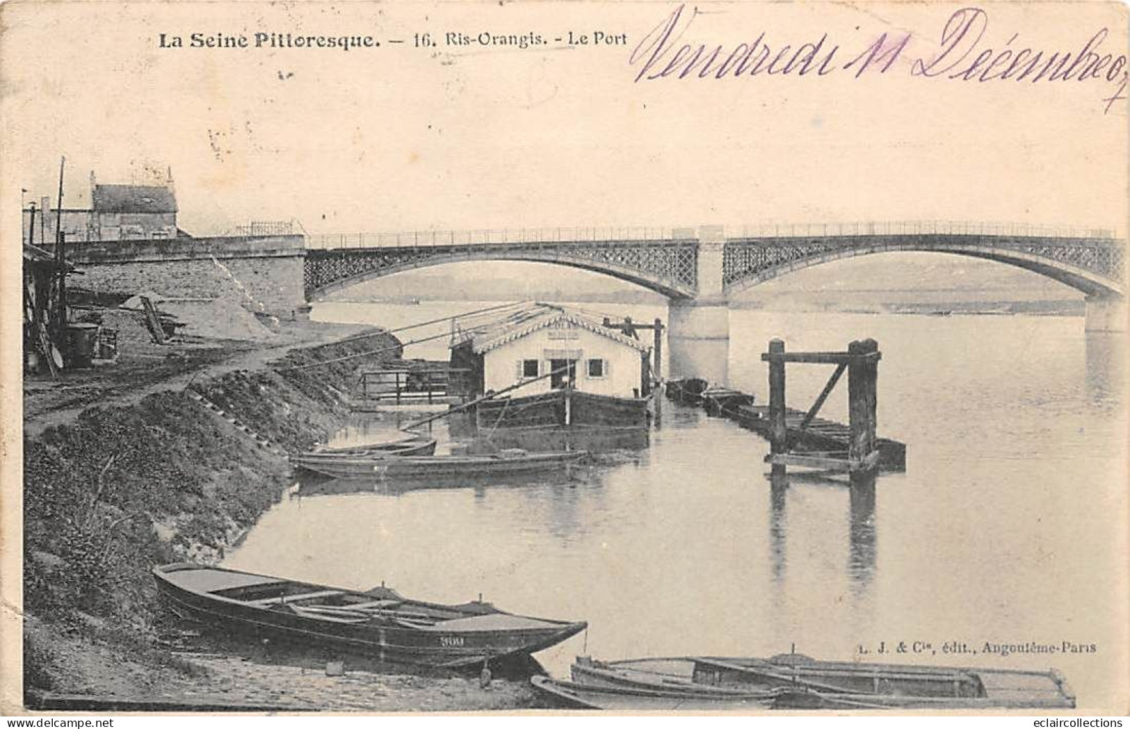 Ris Orangis          91            Le Port . Péniche Habitée. N° 16      (voir Scan) - Ris Orangis