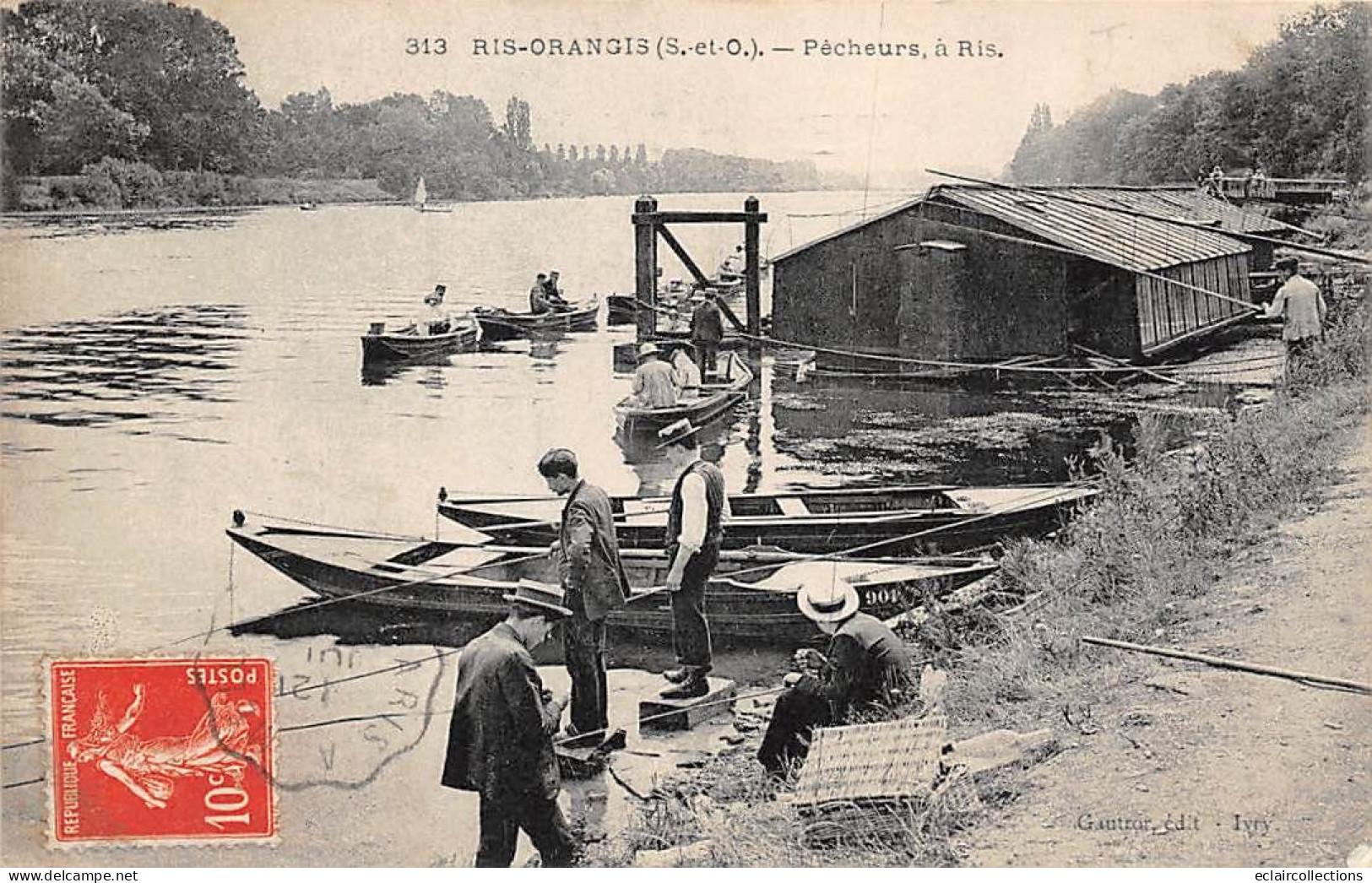 Ris Orangis          91            Le Port . Péniche Habitée Et Pêcheurs  N° 313      (voir Scan) - Ris Orangis