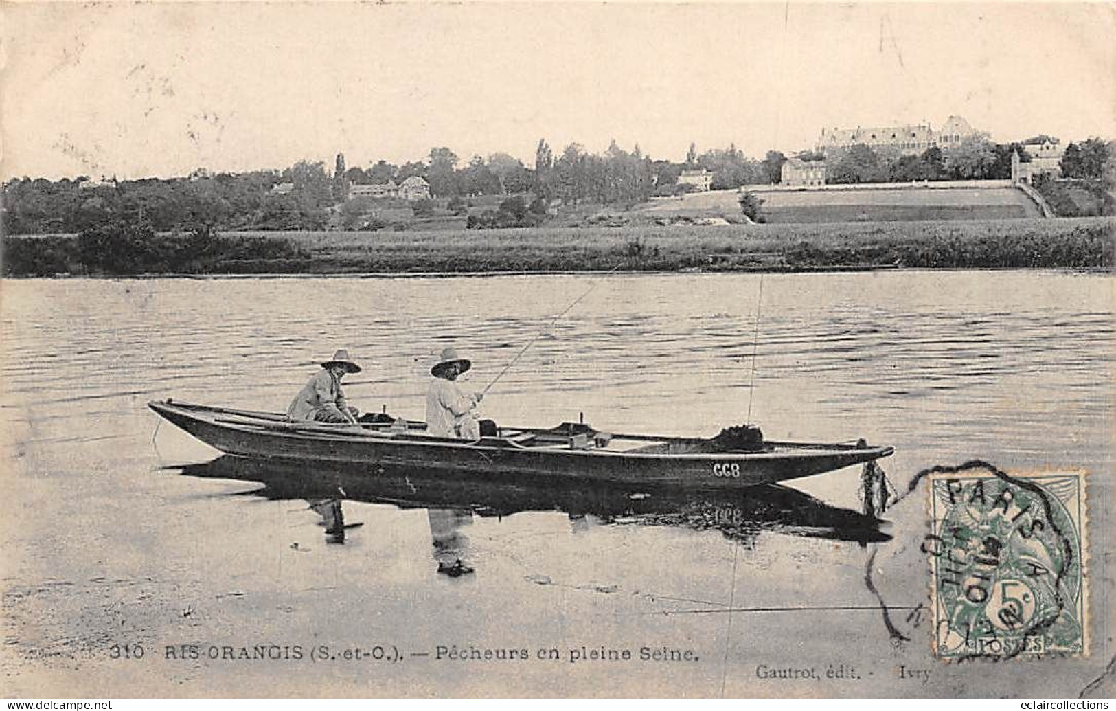 Ris Orangis          91              Pêcheurs En Pleine Seine   N° 310    (voir Scan) - Ris Orangis