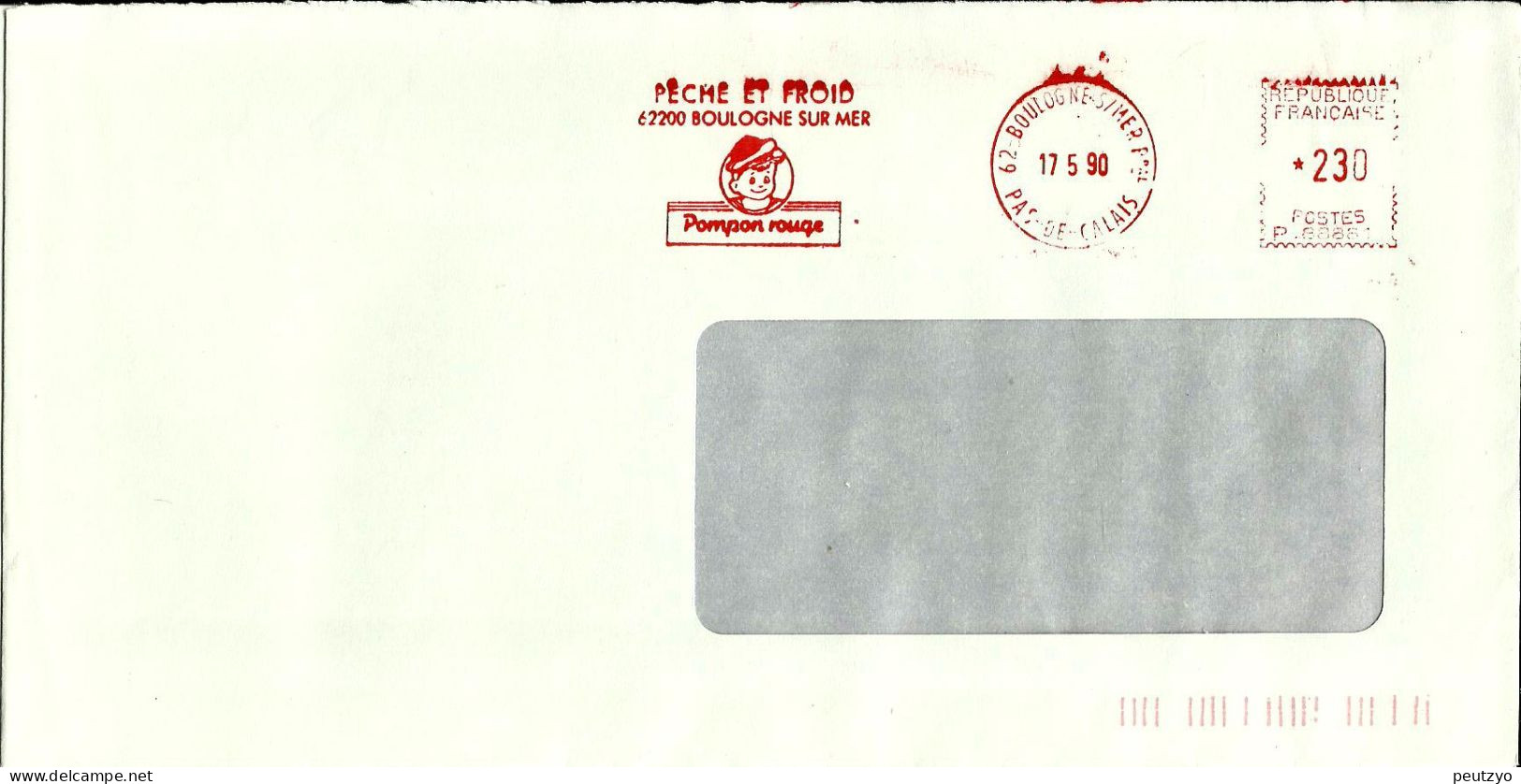 EMA Lettre Entière Havas P 1990 Peche Et Froid Marin Pompon Rouge Metier Alimentation 62 Boulogne Sur Mer B 59 - Usines & Industries