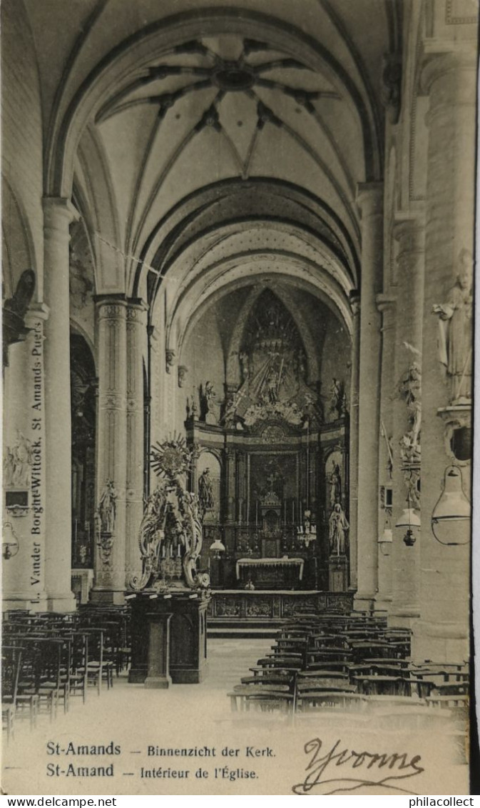 Sint Amands // Binnenzicht Der Kerk 1908 - Sint-Amands