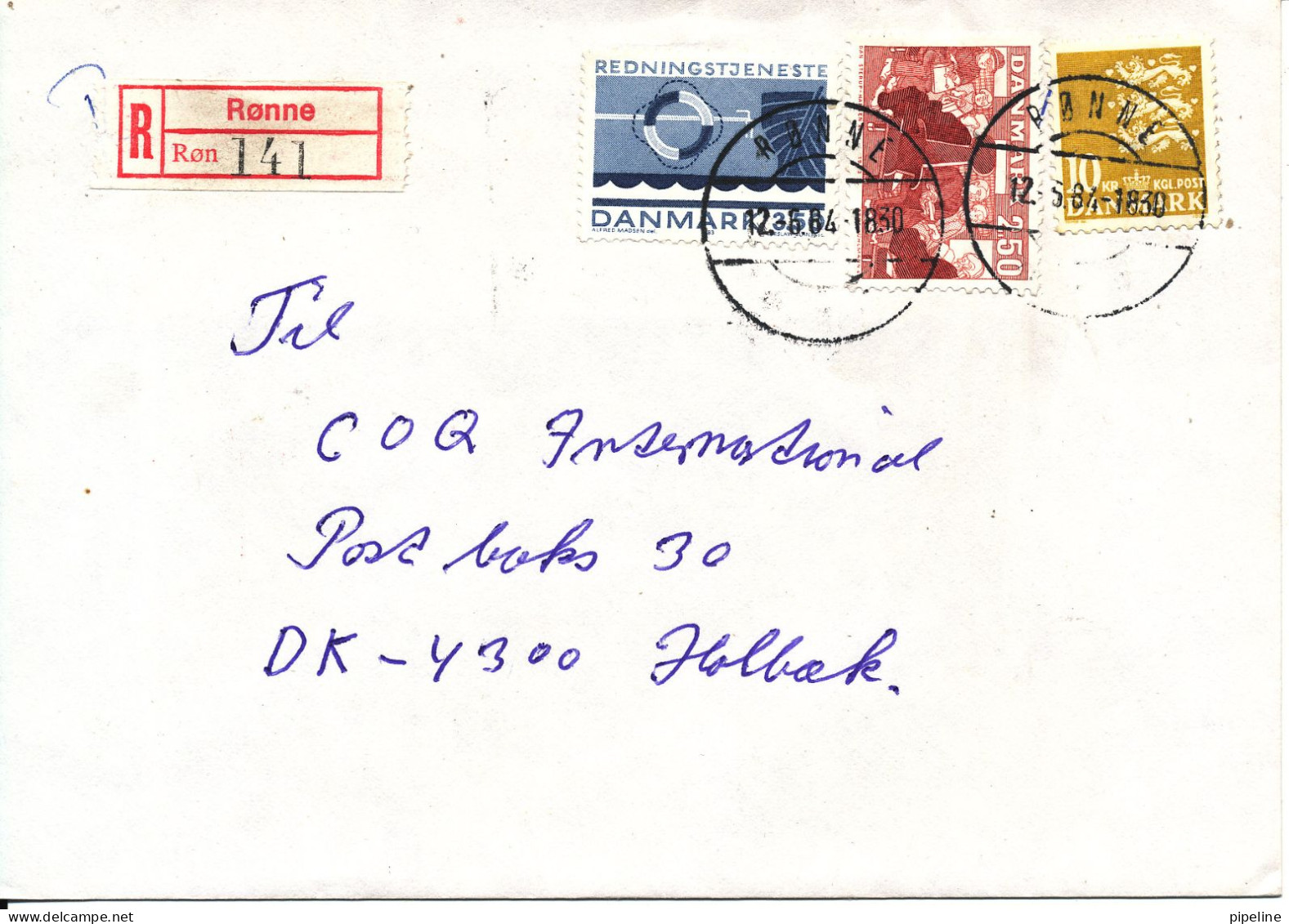 Denmark Registered Cover Rönne Bornholm 12-6-1984 - Briefe U. Dokumente