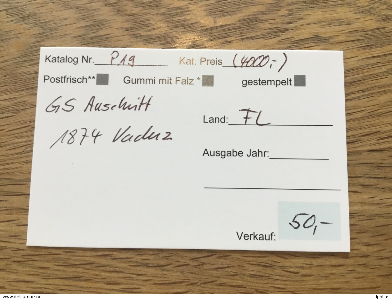 Liechtenstein GS Ausschnitt 1874 Vaduz - Interi Postali