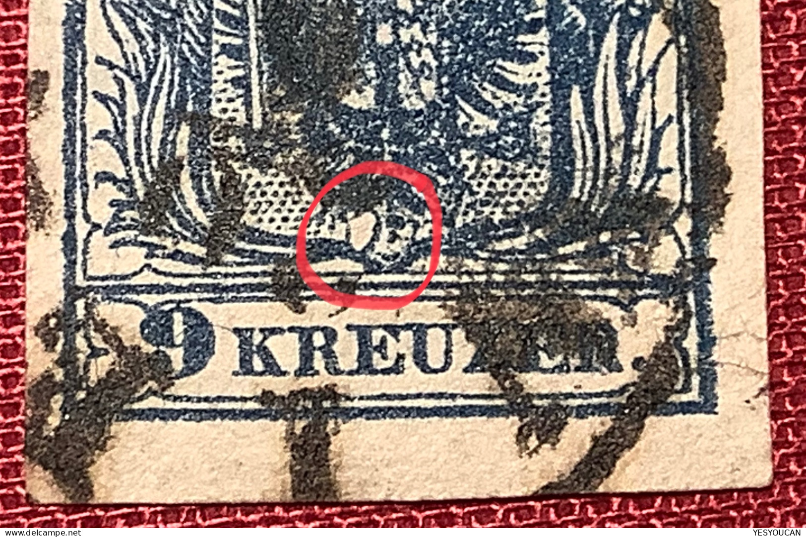 PLATTENFEHLER / PLATE FLAW Österreich 1850 9 Kr IIIb HP Tadellos Gestempelt Wien (Austria Variety Autriche Variété Abart - Gebraucht