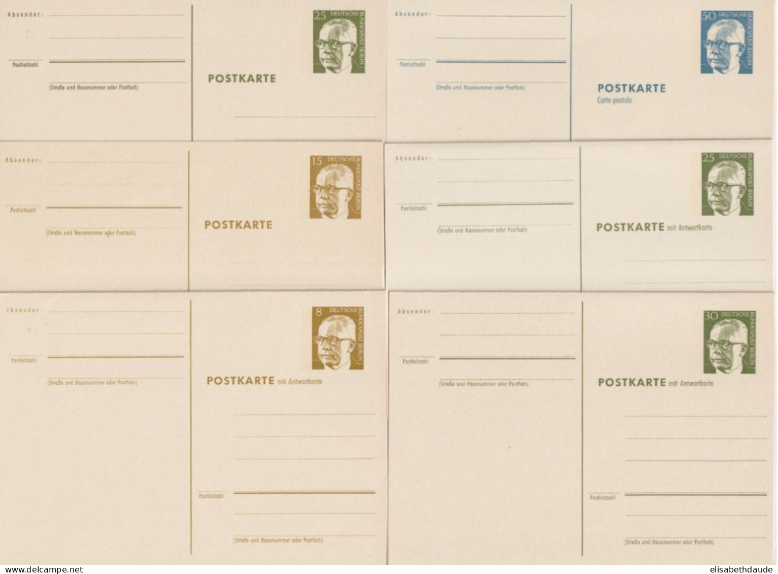 BERLIN - 1977/1990 - 29 CARTES ENTIER DIFFERENTES NEUVES - Postkaarten - Ongebruikt