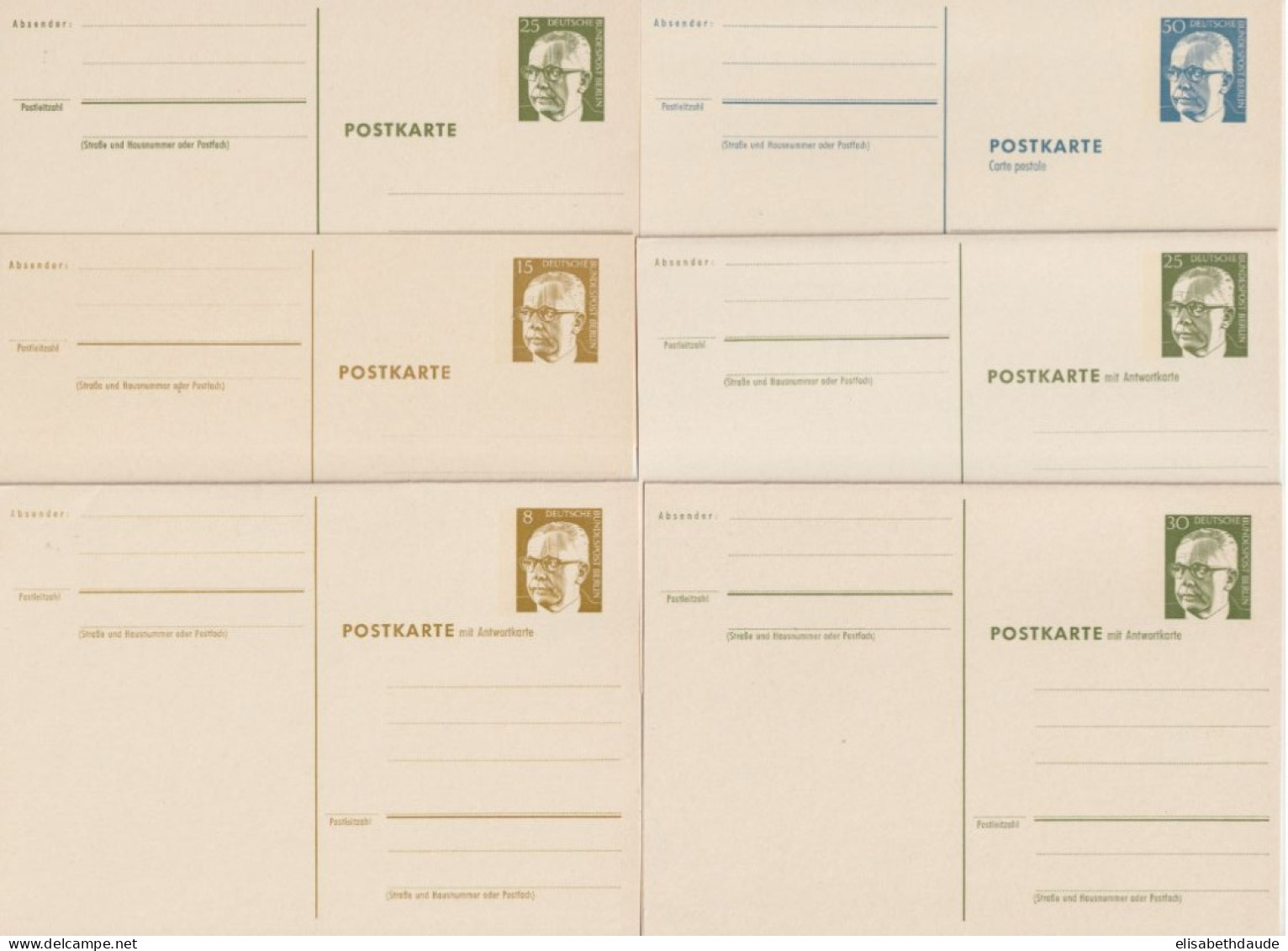 BERLIN - 1977/1990 - 29 CARTES ENTIER DIFFERENTES NEUVES - Postcards - Mint