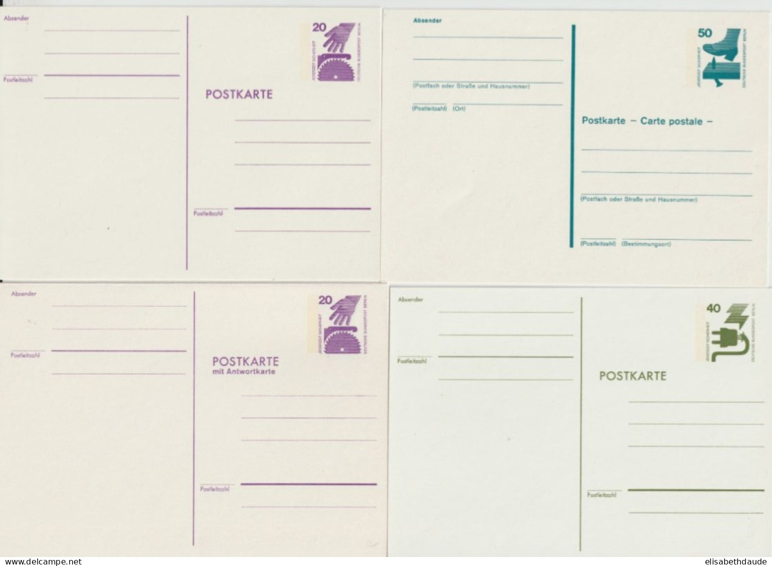 BERLIN - 1977/1990 - 29 CARTES ENTIER DIFFERENTES NEUVES - Postkaarten - Ongebruikt